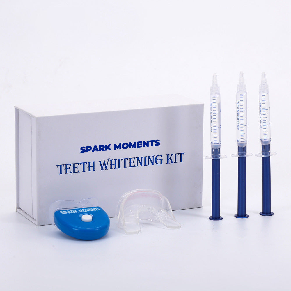 SPARK MOMENTS Teeth Whitening Kit, LED Light Tooth Whitener with Mouth Trays and Remineralizing Gel, Restores Your White Smile Mint