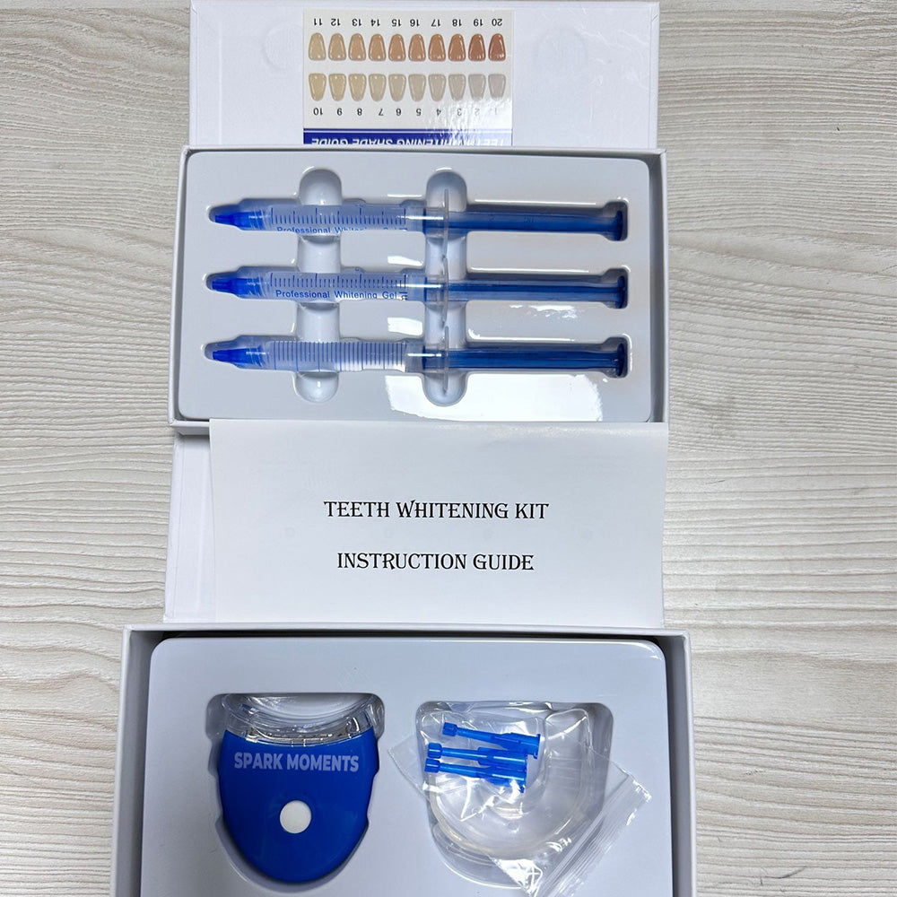SPARK MOMENTS Teeth Whitening Kit, LED Light Tooth Whitener with Mouth Trays and Remineralizing Gel, Restores Your White Smile Mint