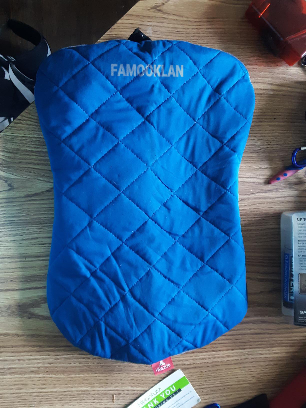 FAMOOKLAN Camping Pillow with Removable Cover - Ultralight Inflatable Pillow for Neck Lumbar Support - Upgrade Backpacking Pillow - Washable Travel Air Pillows for Camping, Hiking, Backpacking