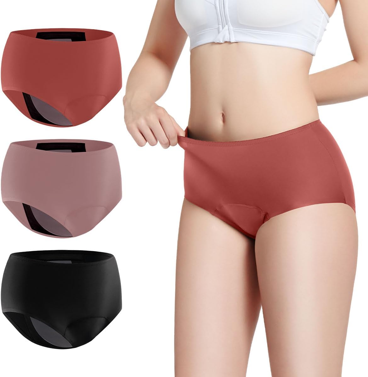 Carer Leak Proof Underwear for Women Washable Incontinence Underwear for Women 150ml Super Absorbent Bladder Leak Panties for Incontinence Postpartum Bladder Leakage Protective Panties 3 PCS, 2X-Large