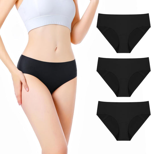 VOXSHE Incontinence Underwear for Women, Leak Proof Underwear for Women Washable 100ml Absorbency Women’s Incontinence Panties for Incontinence Postpartum Bladder Leakage Protective Briefs, 3pcs, Black-XL