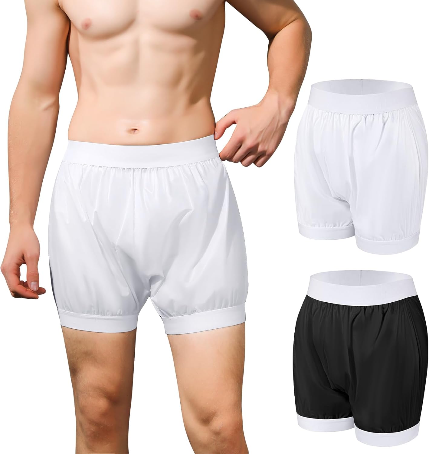 Carer Adult Diaper Covers 2PCS Washable, Leakproof Incontinence Underwear for Men Women Enclosed Elastic, Widened Waistband Design Protection for Long-Term Care & Daily Use(White,Gray,2X-Large)