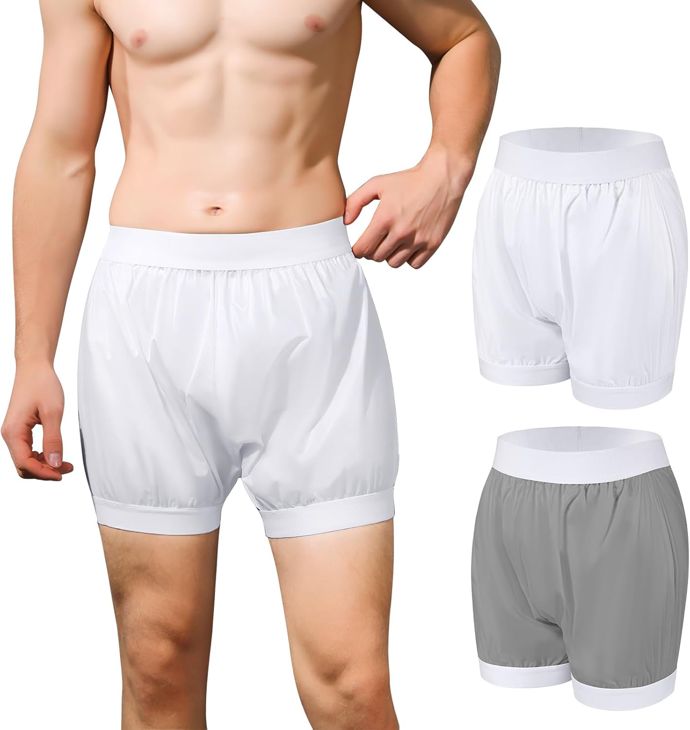 Carer Adult Diaper Covers 2PCS Washable, Leakproof Incontinence Underwear for Men Women Enclosed Elastic, Widened Waistband Design Protection for Long-Term Care & Daily Use(White,Gray,2X-Large)