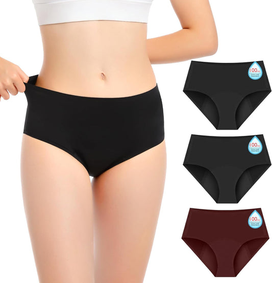 VOXSHE Incontinence Underwear for Women Washable Womens Leak Proof Panties for Bladder Leak 100ml High Absorbency Reusable Incontinence Protective Briefs 3pk