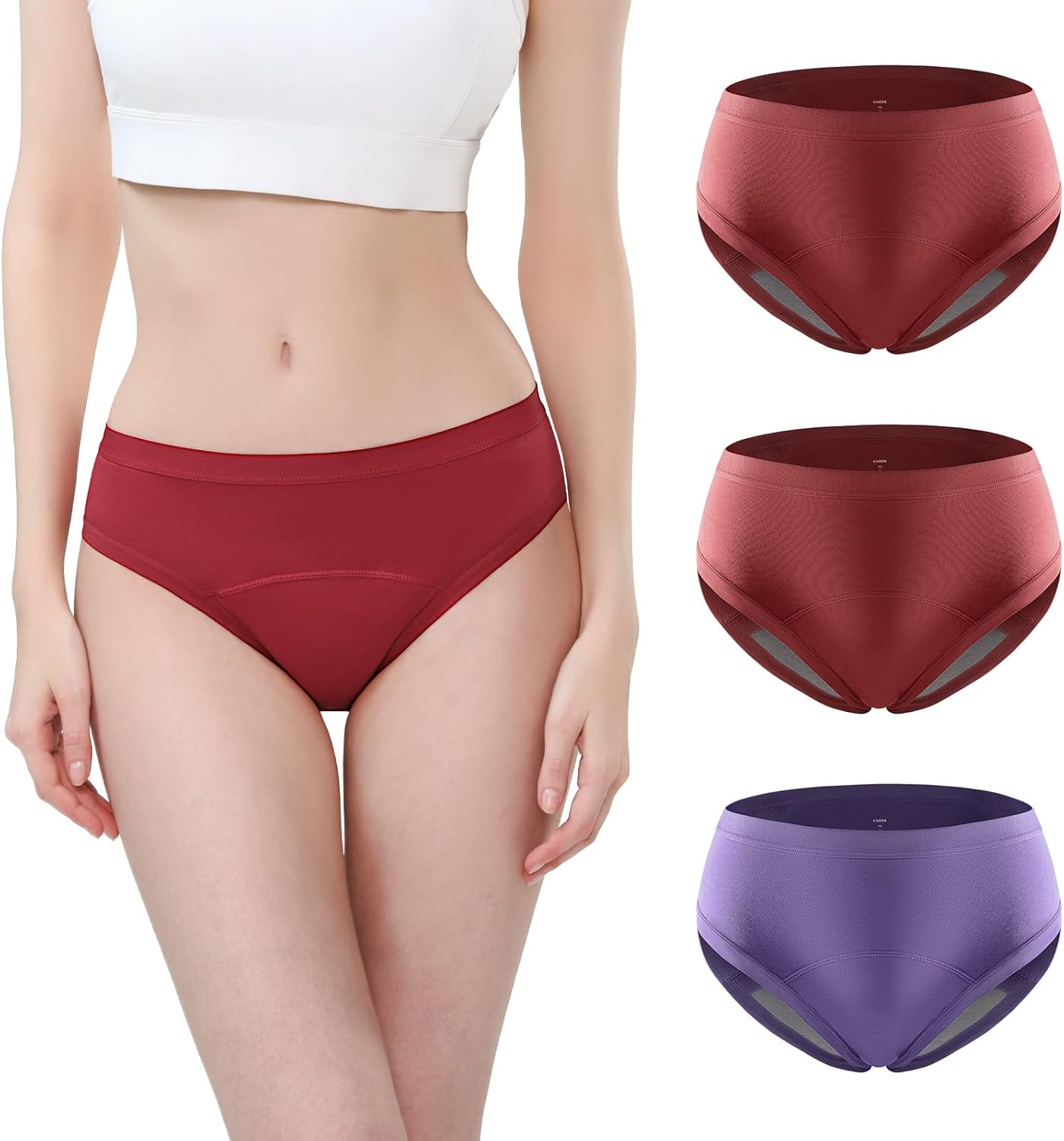 Carer Period Underwear for Women Leakproof Womens Period Panties Heavy Flow Cotton Menstrual Briefs Light Incontinence Underwear 3pk