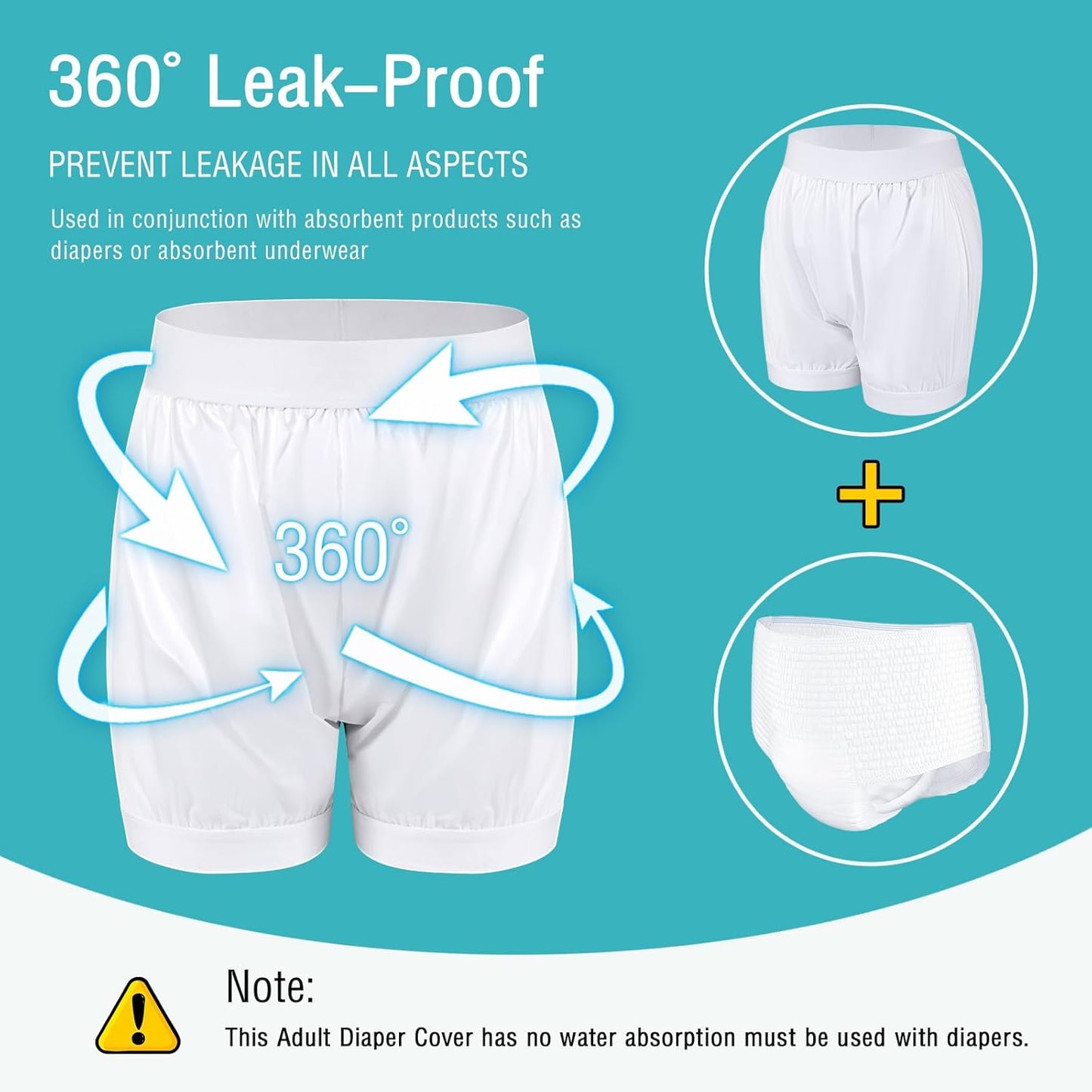Carer Adult Diaper Covers 2PCS Washable, Leakproof Incontinence Underwear for Men Women Enclosed Elastic, Widened Waistband Design Protection for Long-Term Care & Daily Use(White,Gray,2X-Large)