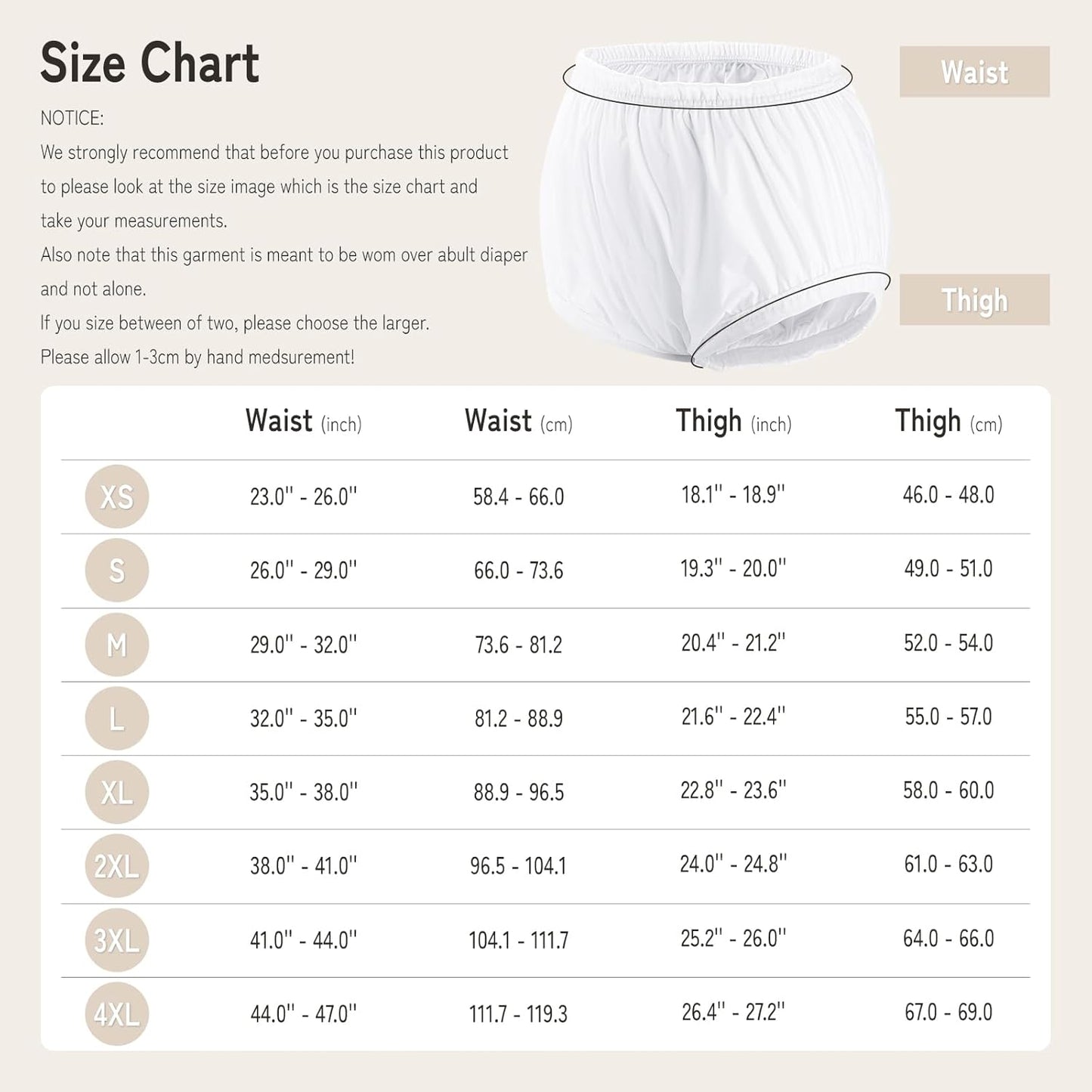 2PCS Carer Adult Diaper Covers for Incontinence Noiseless Reusable Waterproof Underwear Designed to Go On Top of/Together with Diapers & Briefs as Added Leak Resistance Pull-On-Cover Pant