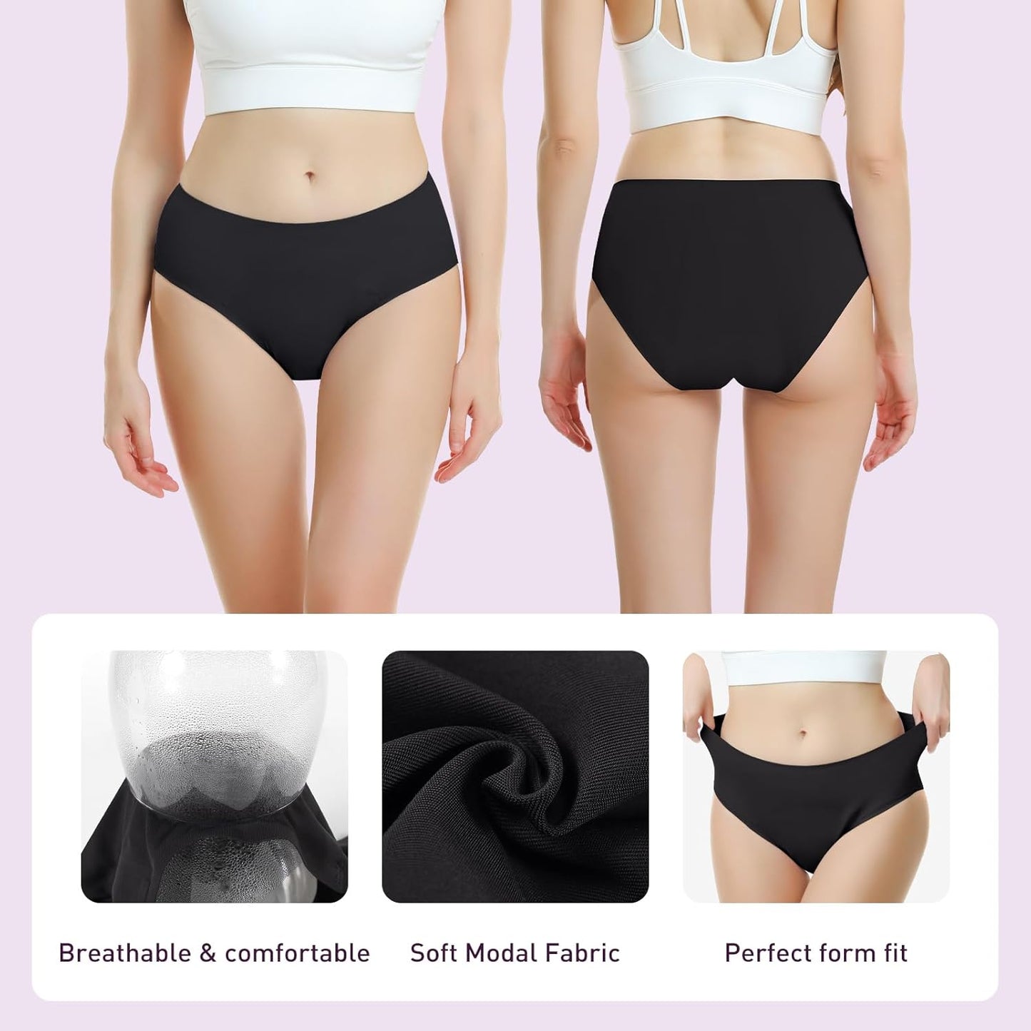 Carer Period Underwear for Women Heavy Flow Period Panties Cotton Leak Proof Underwear Briefs for Menstrual Light Incontinence 3pk
