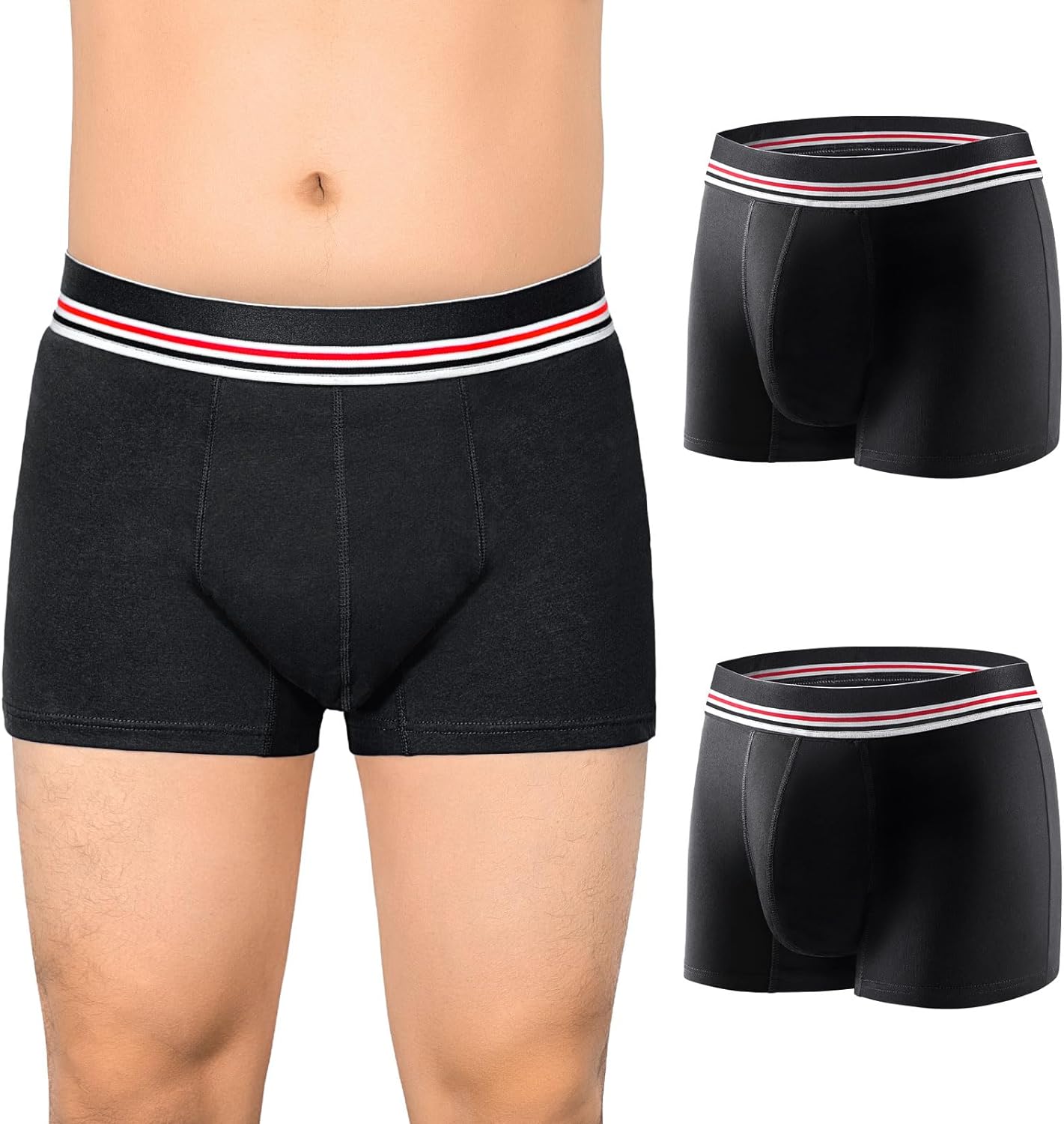 Mens Incontinence Boxer Briefs 2PCS Leakproof Urinary Incontinence Underwear for Men with Front Absorbent Area for Bladder Leakage Protection, Instant Absorbency Mens Incontinence Underwear, Medium