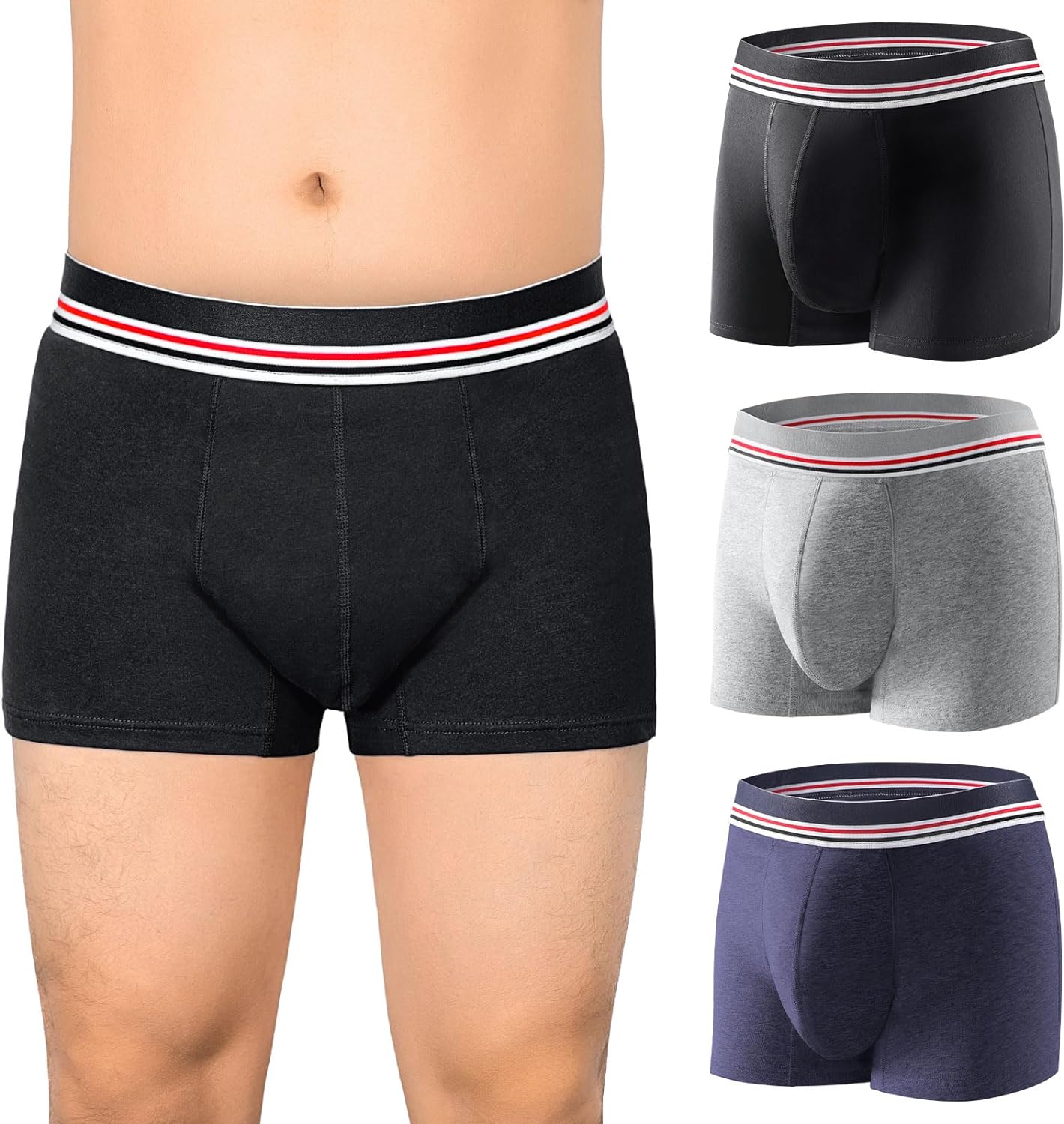 Mens Incontinence Boxer Briefs 2PCS Leakproof Urinary Incontinence Underwear for Men with Front Absorbent Area for Bladder Leakage Protection, Instant Absorbency Mens Incontinence Underwear, Medium