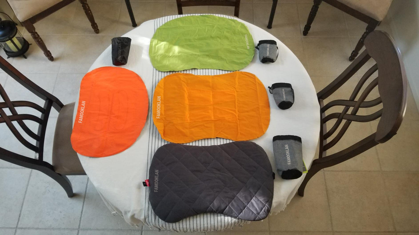 FAMOOKLAN Camping Pillow with Removable Cover - Ultralight Inflatable Pillow for Neck Lumbar Support - Upgrade Backpacking Pillow - Washable Travel Air Pillows for Camping, Hiking, Backpacking