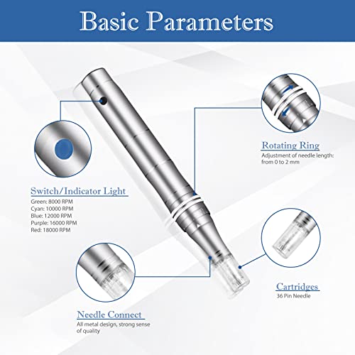Auto Dermapen Elektrisch Microneedling Pen für Anti Aging 0.25mm-2.0mm für Faltenentfernung Falten Stretch Marks