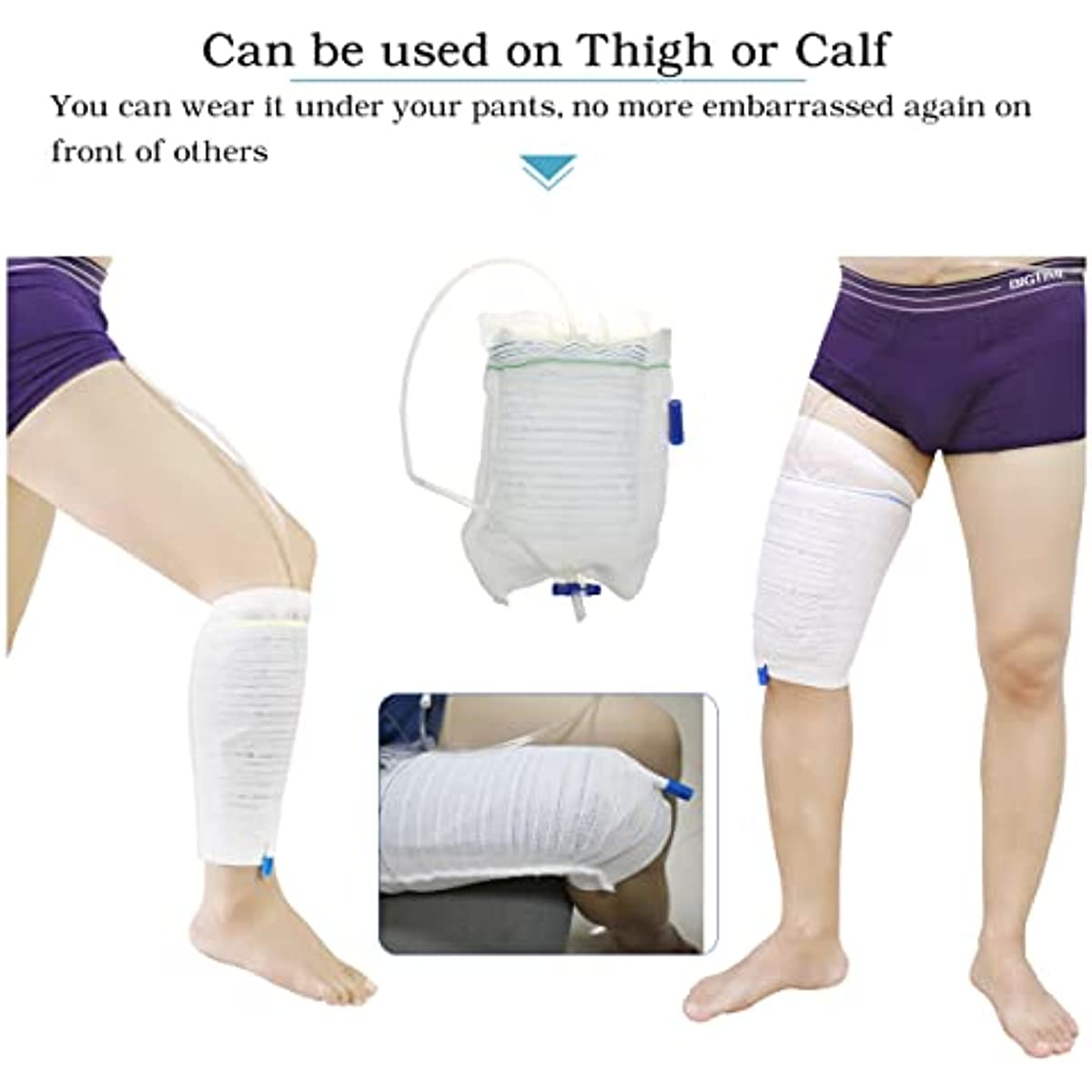Catheter Leg Bag Holder Urine Leg Bag Sleeves - Urinary Drainage Bag for Men or Women Wheelchairs 2pcs