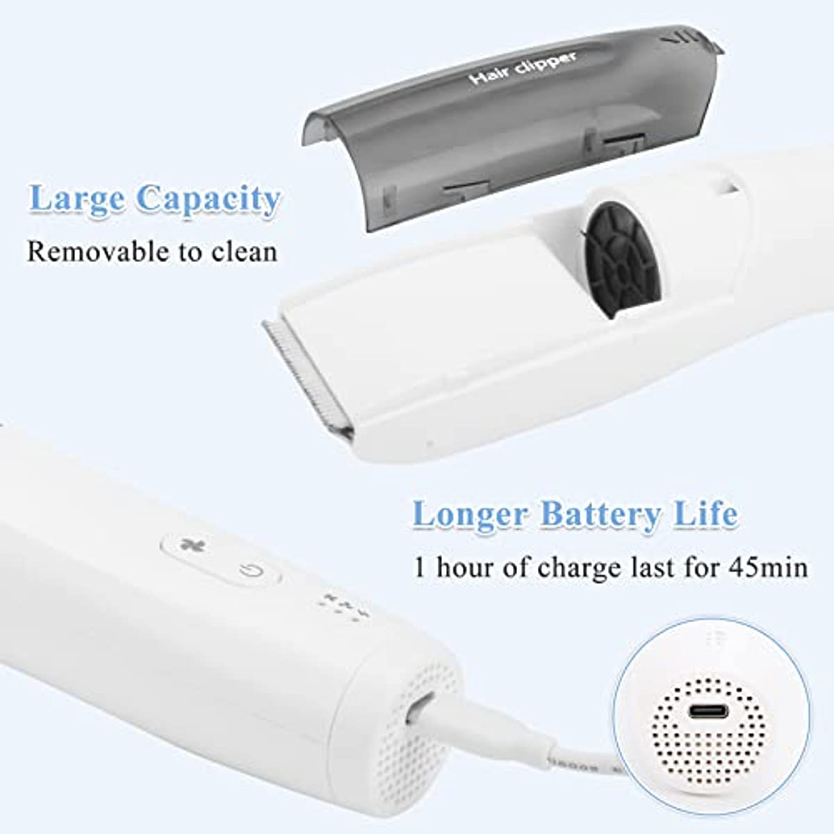 Baby Hair Clipper Silent Vacuum Cordless & Waterproof Kids Hair Trimmer with 3 Guide Combs USB Rechargeable