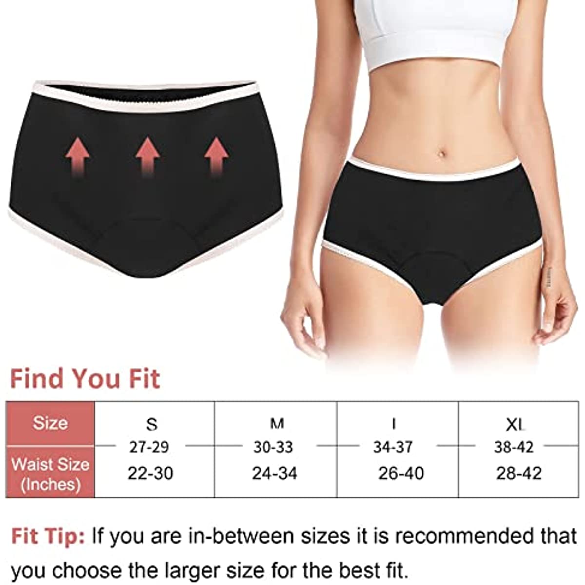 Incontinence Underwear for Women Washable Super Absorbency Urinary Incontinence Briefs 6pcs