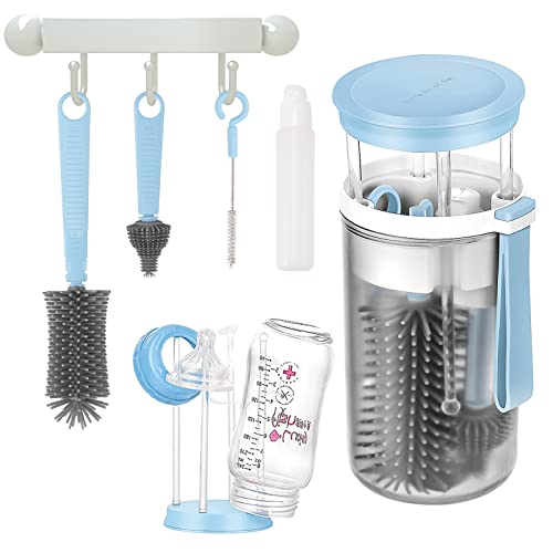Baby Silicone Bottle Brush Cleaner Set, Portable Bottle Brush Cleanin –  carerspro