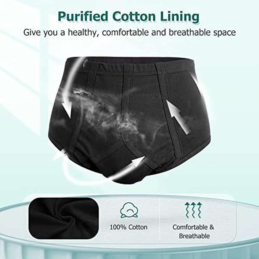 CARER Healthcare Incontinence Pregnancy Pants, Absorbent, for Incontinents Men's Incontinence Underwear Bladder Control Briefs Washable Urinary Underwear for Men Cotton Incontinence Briefs