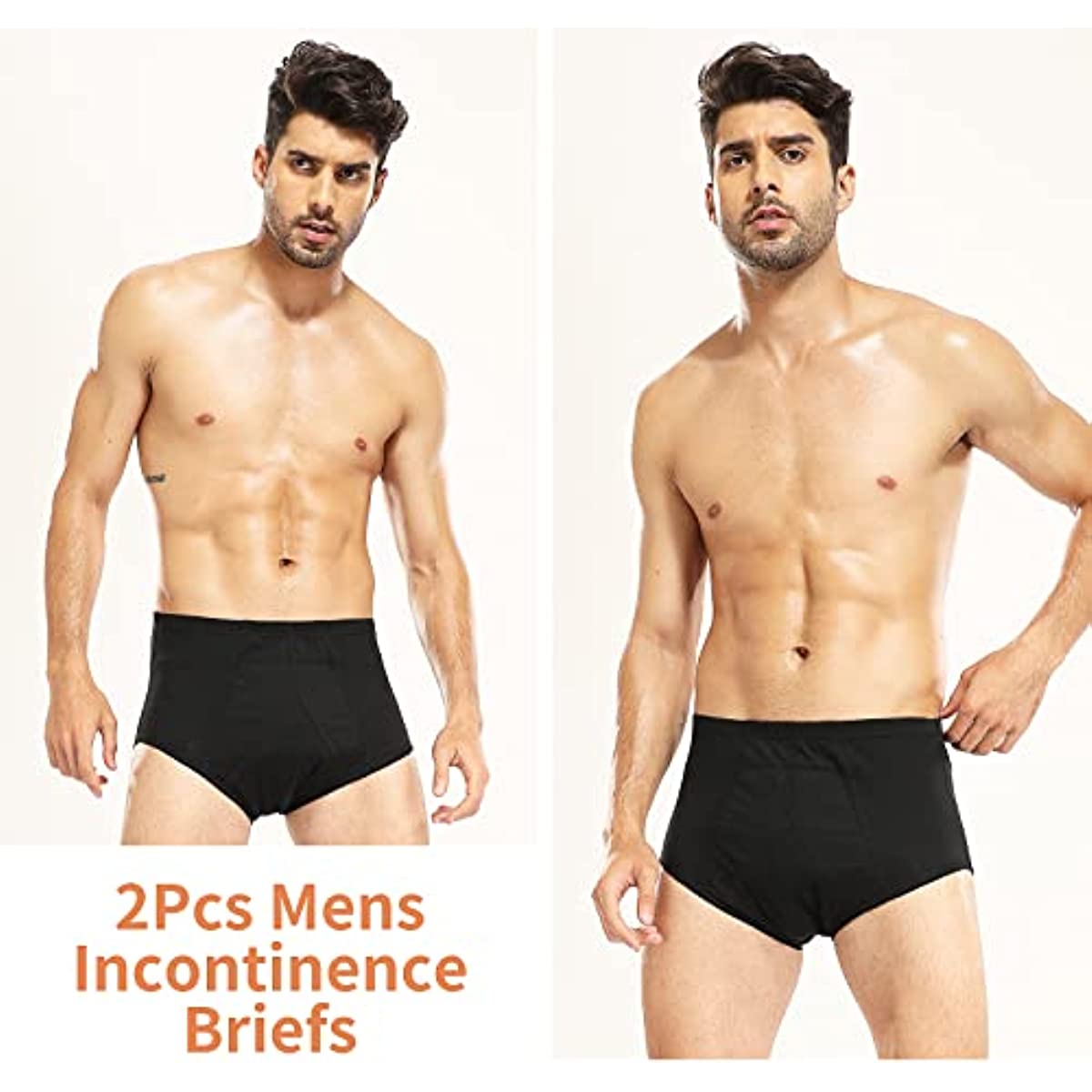 Incontinence Underwear for Men Urinary Briefs with Front Absorbent Area Leakproof Reusable 6pcs