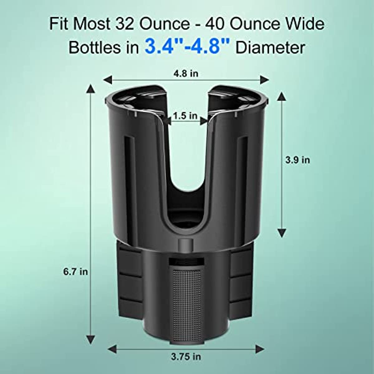 Car Cup Holder Expander with Offset Adjustable Base, Compatible for Bottles in 3.4"-4.4"