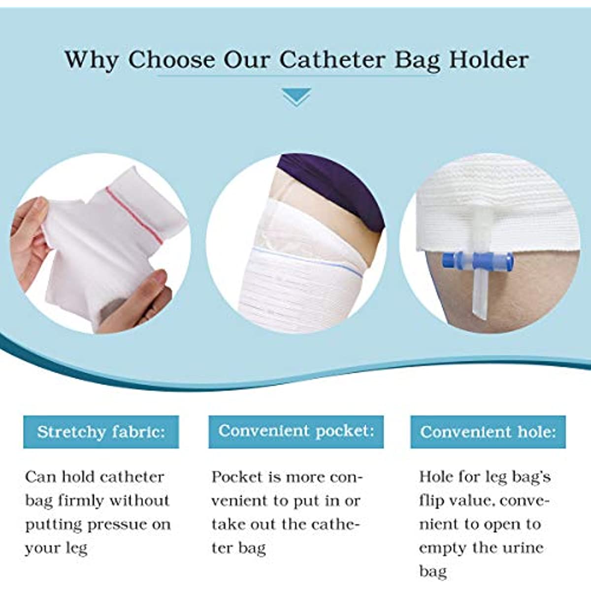 Catheter Leg Bag Holder Urine Leg Bag Sleeves - Urinary Drainage Bag for Men or Women Wheelchairs 2pcs