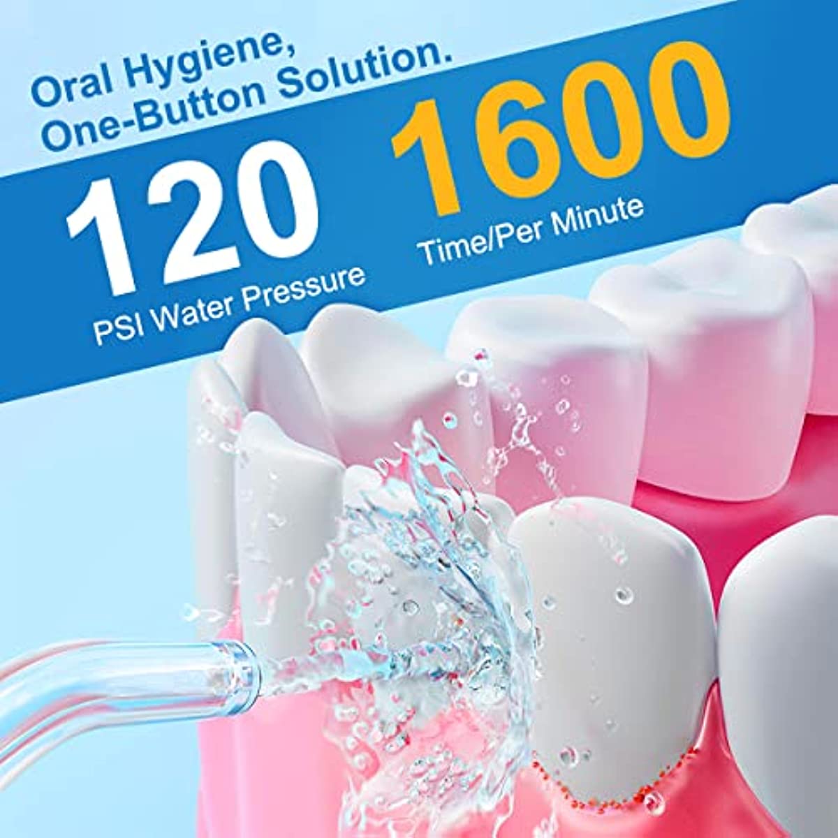 Water Dental Flosser Self-Cleaning Portable Cordless Water Jet with 4 Modes & 5 Jet Tips Oral Irrigator for Home Travel Use