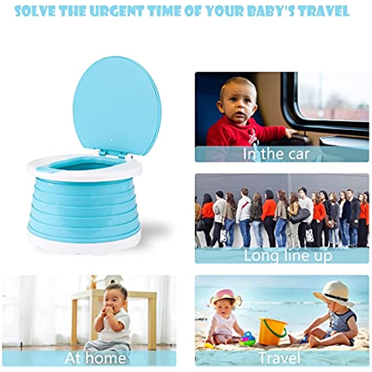 Portable Potty Travel Foldable Potty Chair Seat for Toddler Baby Kids Indoor Outdoor