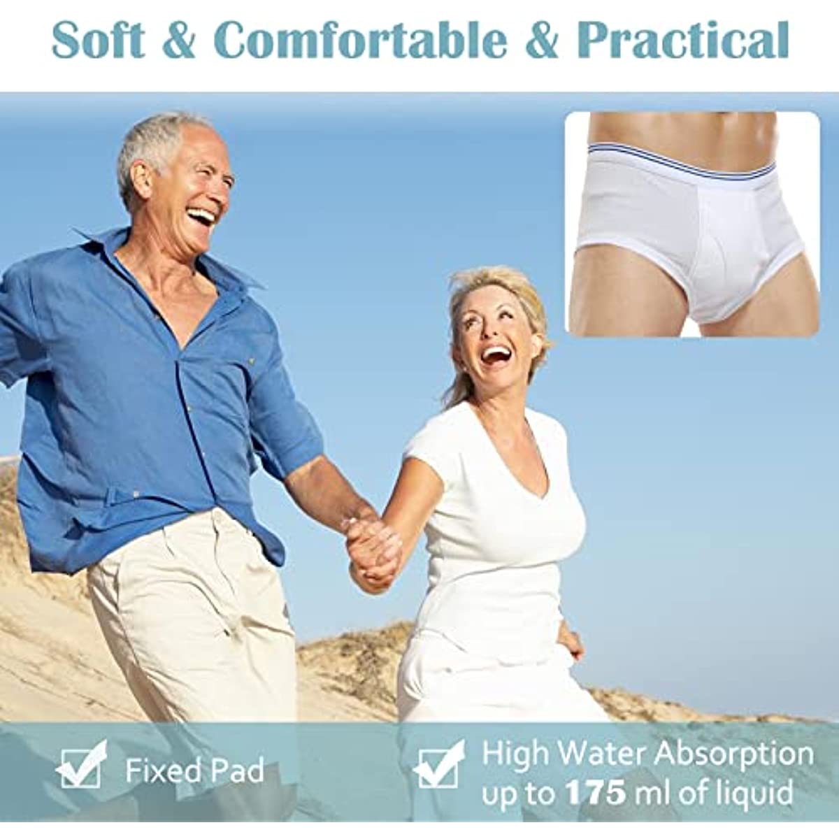 Inkontinenz Slips für Herren aus Baumwolle Inkontinenz Unterwäsche waschbar mit inkontinenzunter 3 Packungen