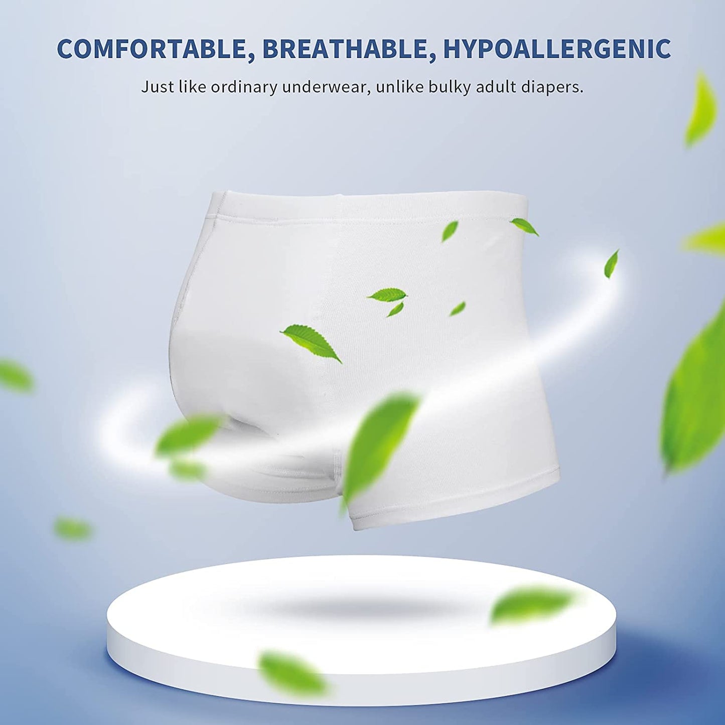 Incontinence Underwear for Men Washable Leakproof Super Absorbency Urinary Incontinence Briefs 2pcs