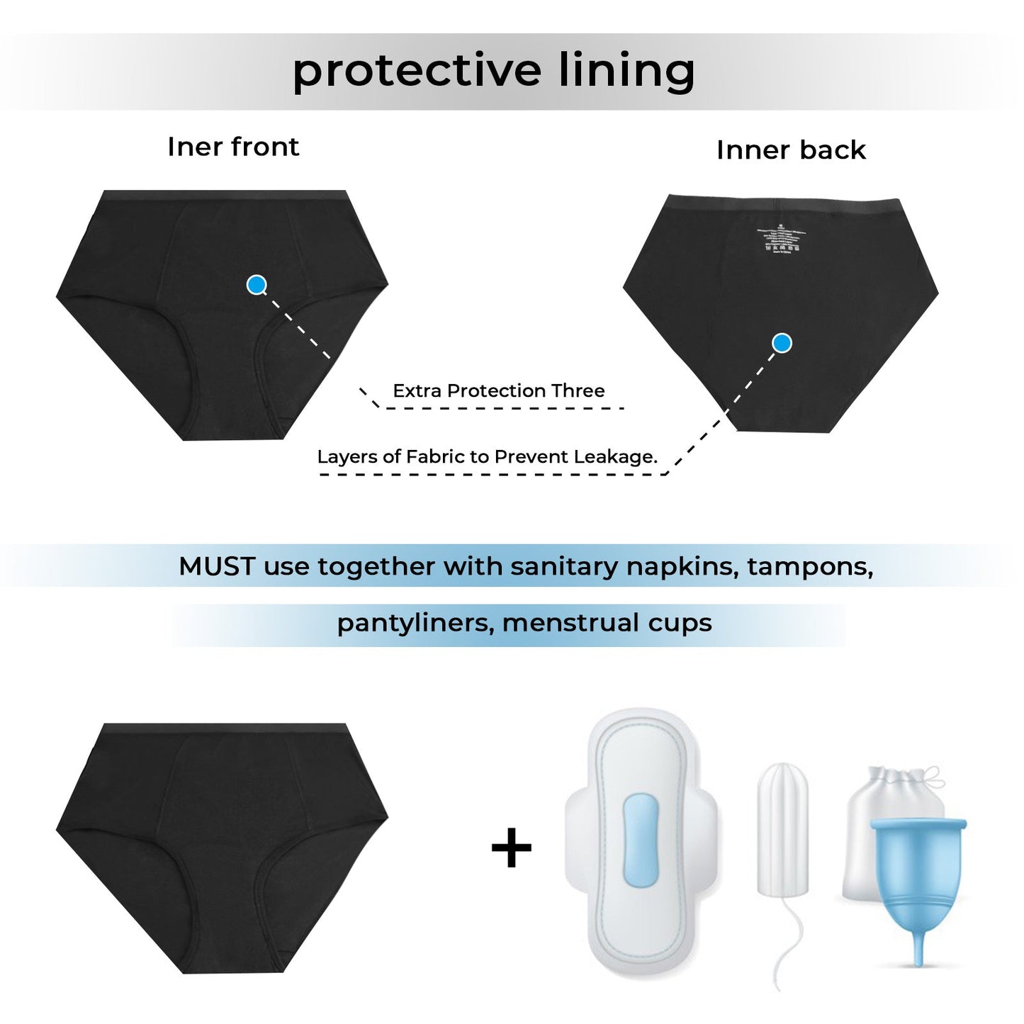 CARER Healthcare Incontinence Pregnancy Menstruation Knickers Period Panties Heavy Flow Women Absorbent Leak Proof Panty Postpartum Pants Menstrual Underwear Briefs