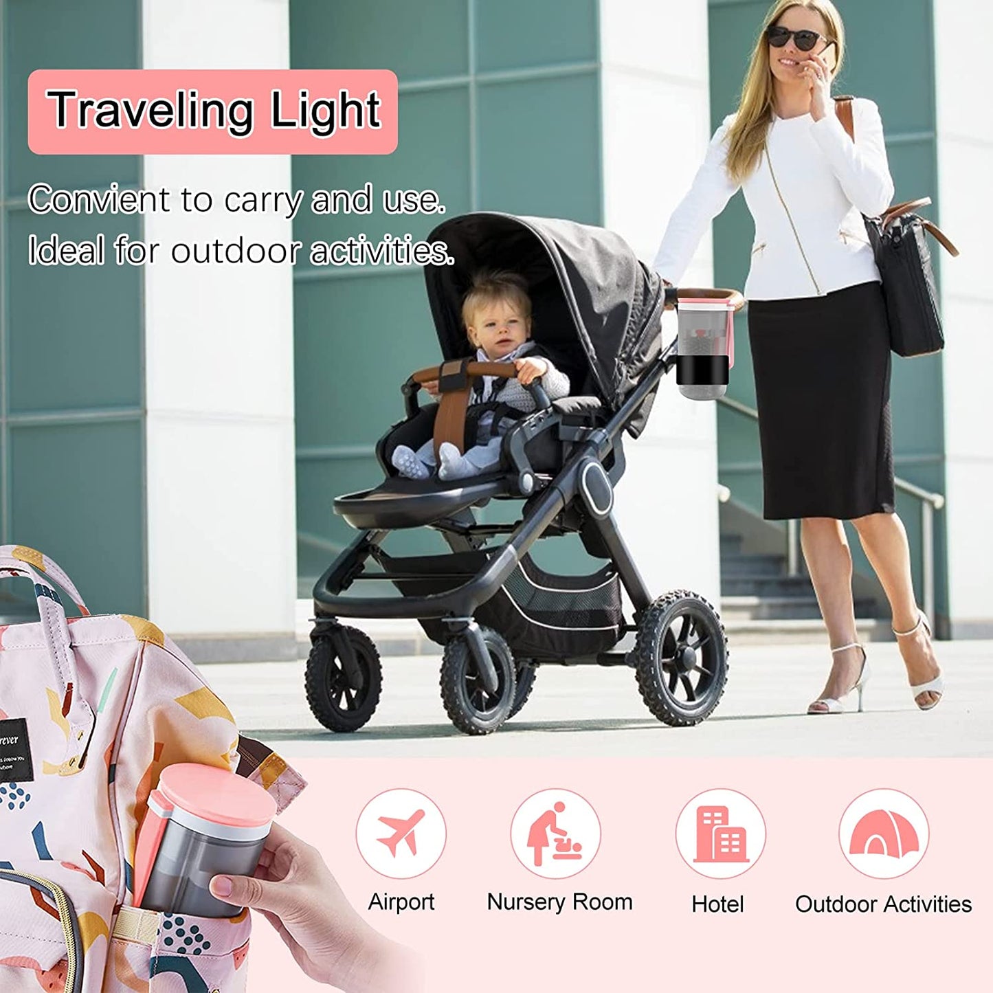 Portable Baby Bottle Brush Set 6 in 1 Silicone Bottle Cleaner and Drying Set for Travel