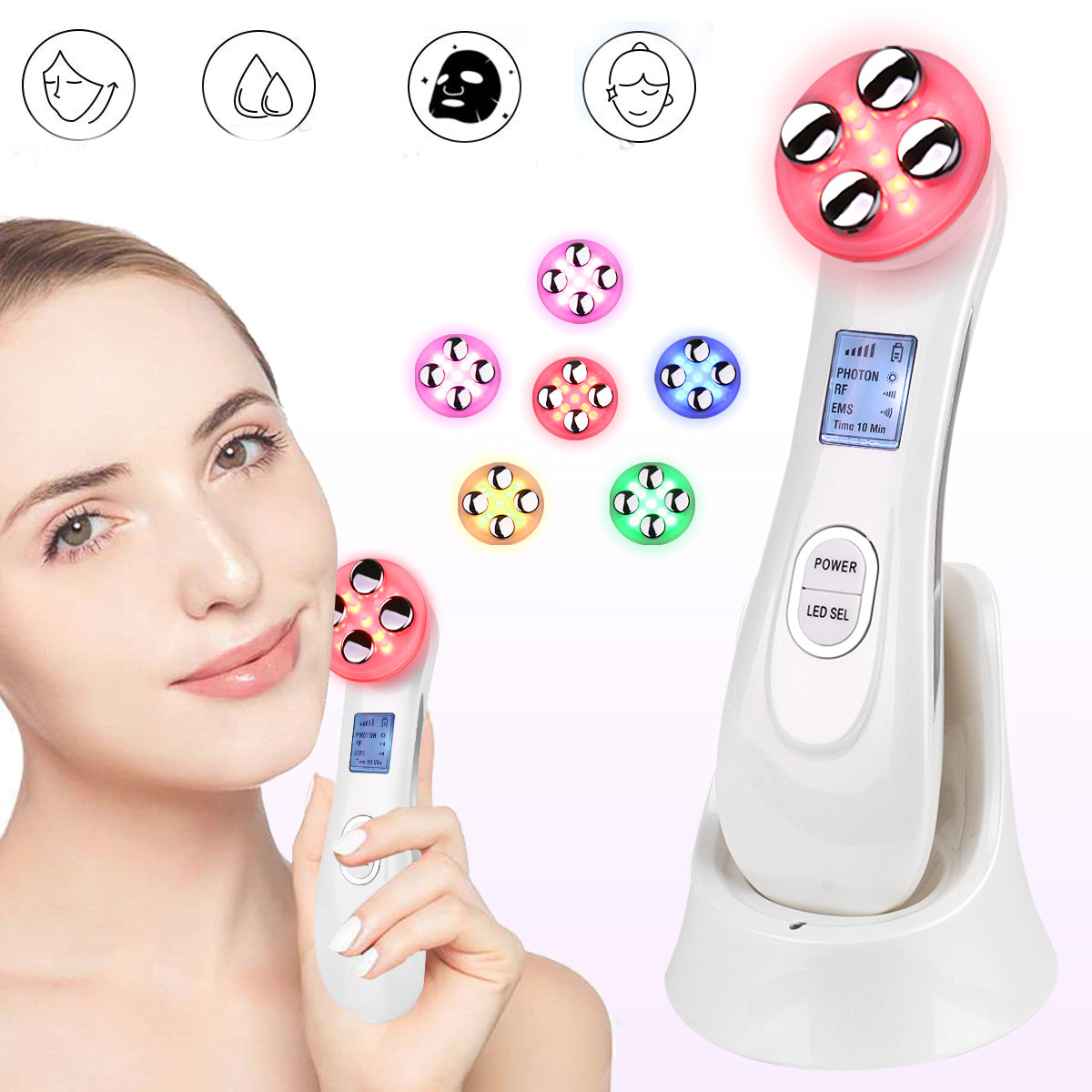 CARER Healthcare Incontinence Pregnancy Light Emitting Devices, Namely, Lamps and LED Devices for Treatment of a Variety of Skin Conditions Multifunctional Face Toning Devicẹ 4 Beauty Functions