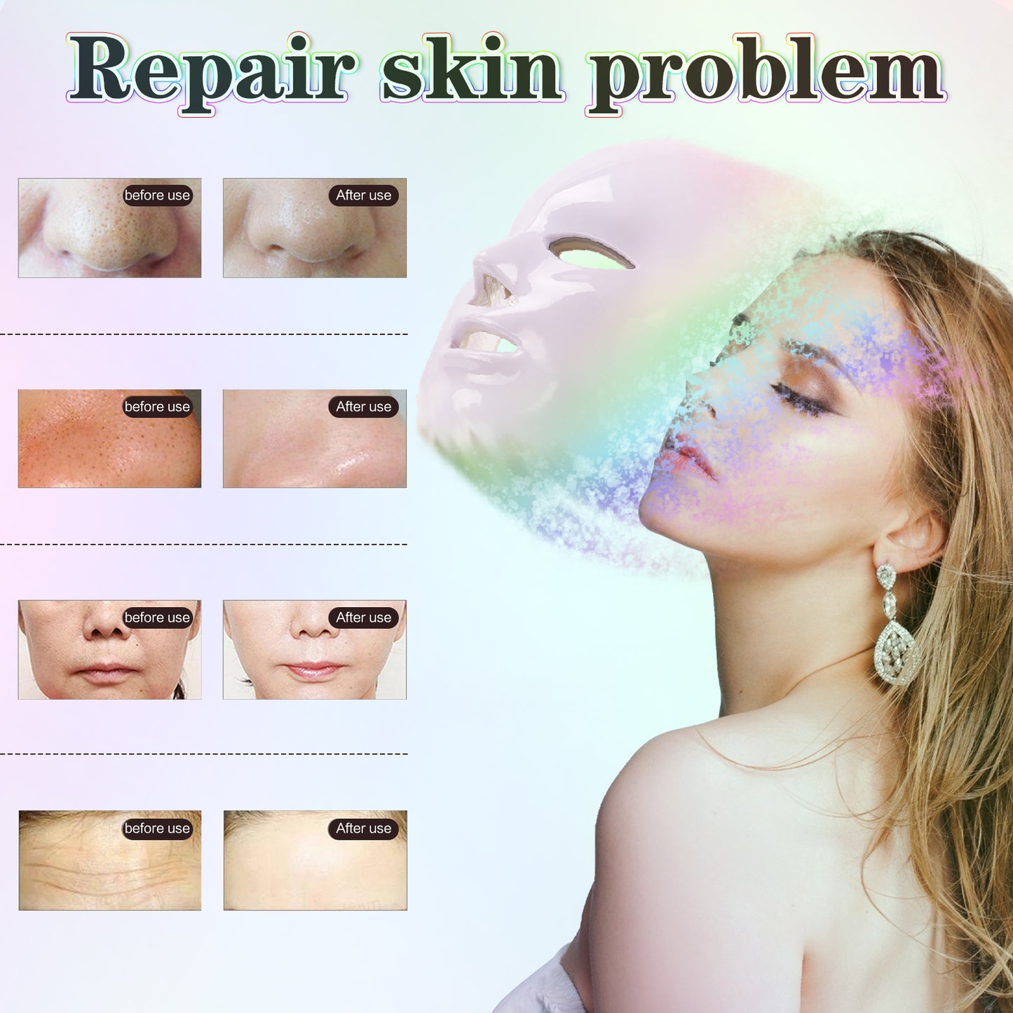 CARER Healthcare Incontinence Pregnancy Electronic Aesthetic Skin Treatment Devices Using Light Emitting Diodes, Namely, Infrared, Red, Orange, Yellow, Green, And Blue Wavelengths For Generating Light Rays