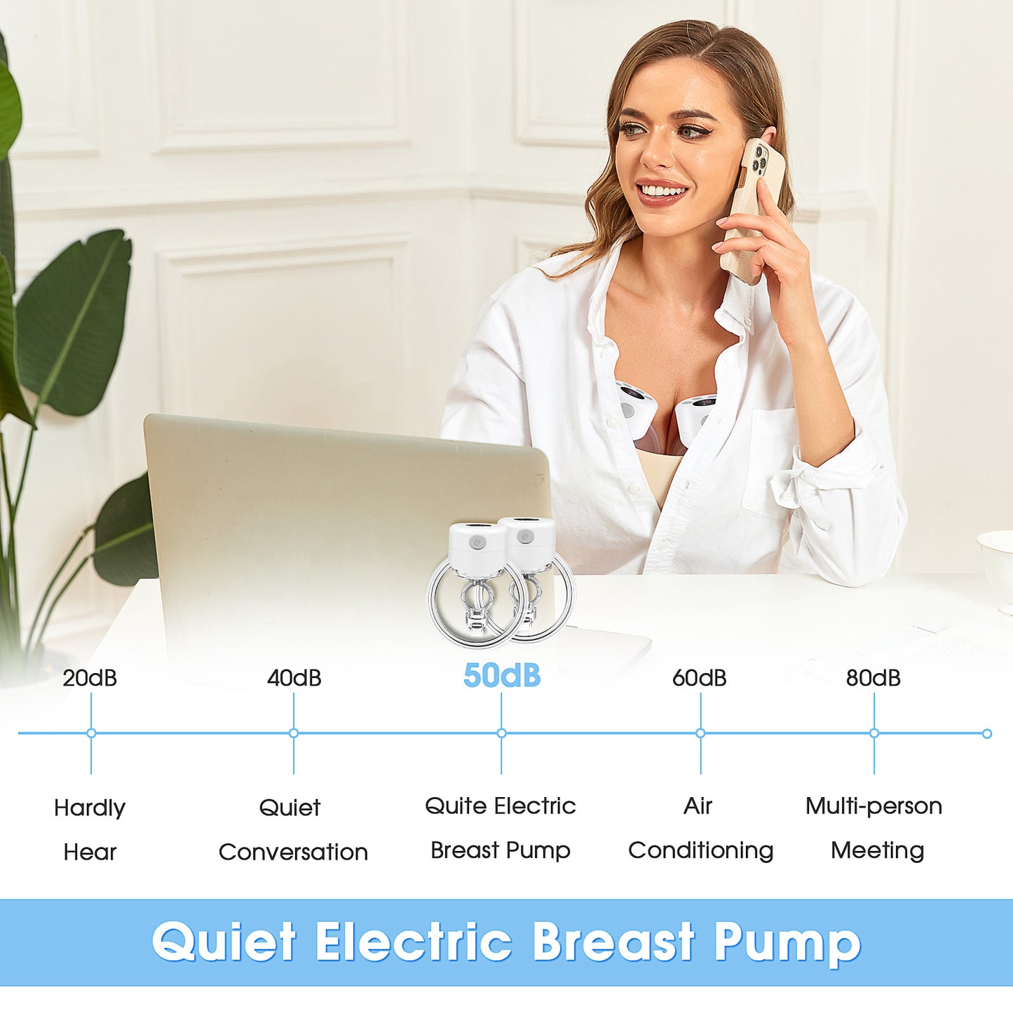 Wearable Breast Pump Hands Free Portable Electric Breastpump Pain Free Rechargeable Milk Pump, with LCD Screen Massage and Memory Mode