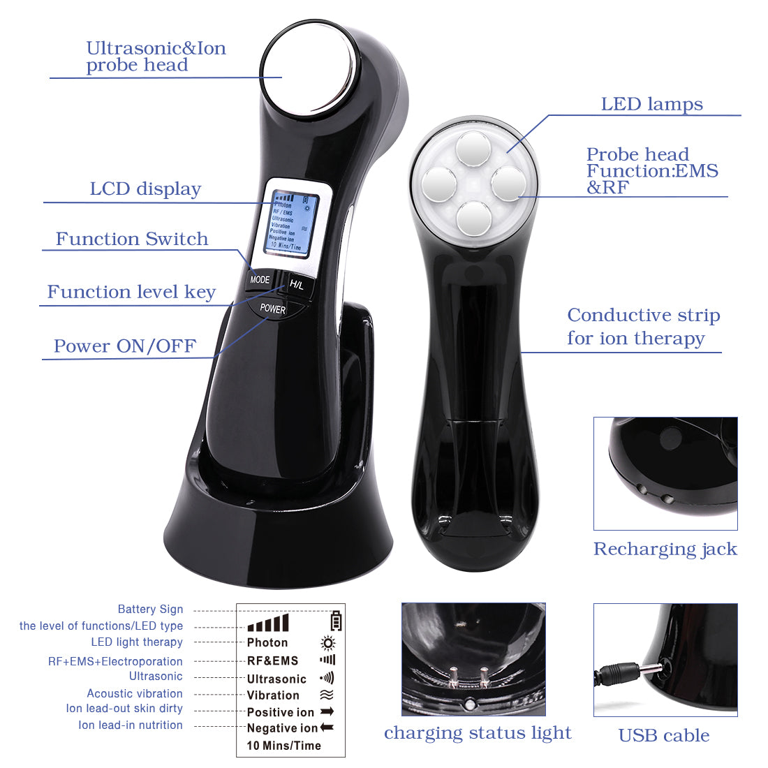 LED Skin Tightening Anti Wrinkle Facial Phototherapy Beauty Device