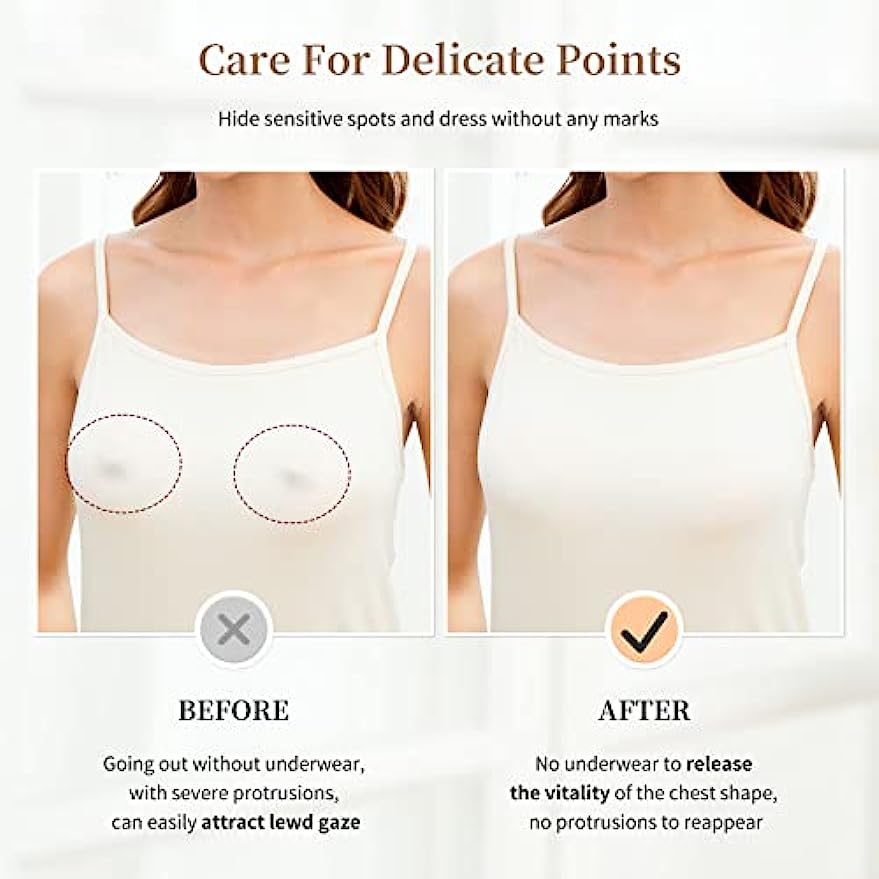 Voxshe Added Lift Sticky Petals Nipple Covers Adhesive Strapless Backless Bras Ultra-thin Silicone Breast Lift Pasties for Women Nude
