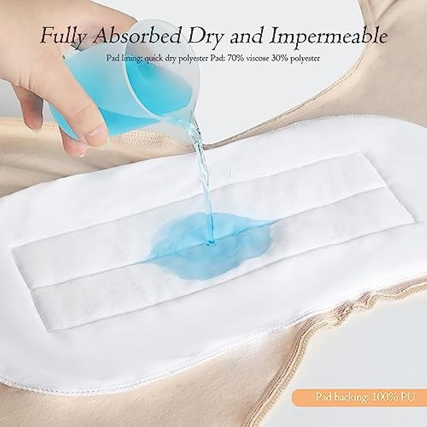 Incontinence Underwear for Women Washable Postpartum Menstrual Panties with Absorbent Area