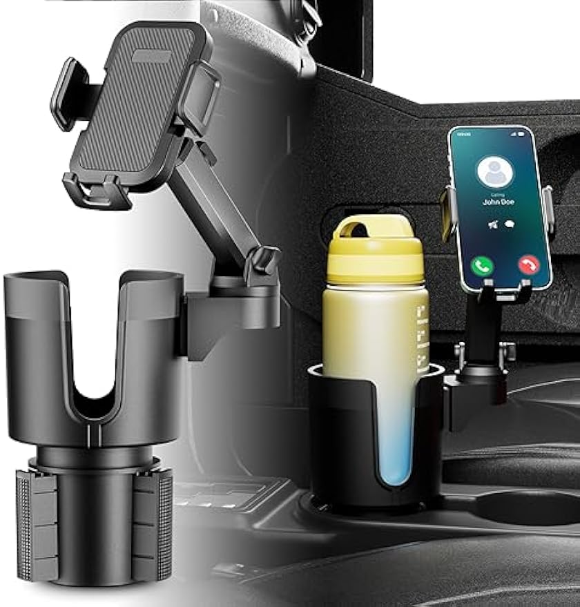 CYEVA 2-in-1 Car Cup Holder Phone Mount with 360° Rotatable Long Arm, Suitable for All Smartphones