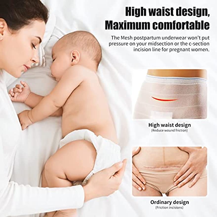 Mesh Underwear Postpartum Disposable C-Section Recovery Maternity Panties  Briefs Stretchy, Lightweight 2721-15