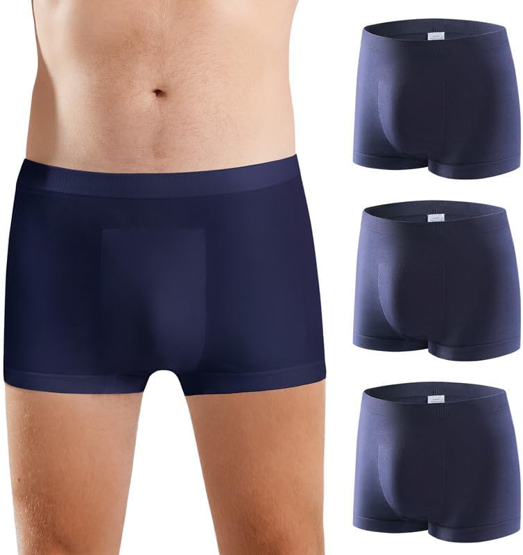Carer Mens Incontinence Underwear Washable Incontinence Underwear for Men Reusable Modal Seamless Mens Urinary Incontinence Boxer Briefs Underwear with Front Absorbent Area, 2 PCS (Blue, Medium)