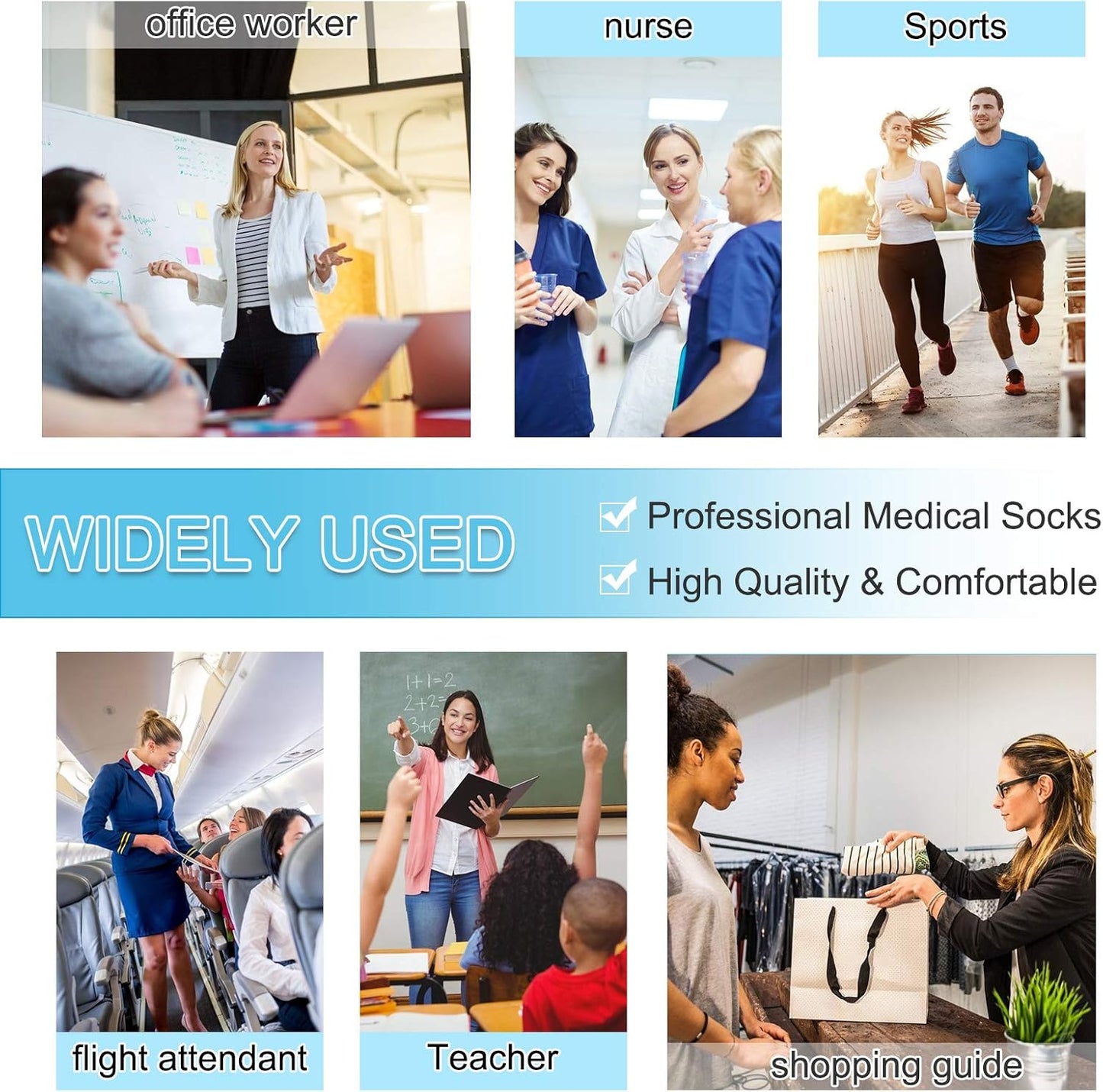 HANSILK Compression Stockings 20-30 mmhg Graduated Compression Socks Open Toe Compression Support Hose Compression Socks for Medical or Therapeutic Use for Swelling and Varicose Veins (Black)