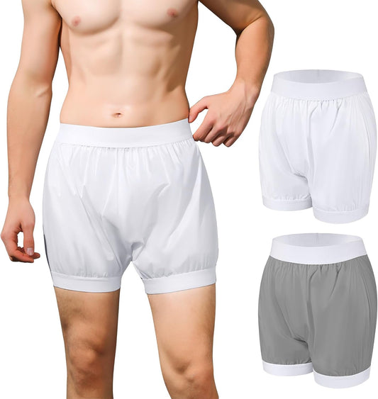 Carer Adult Diaper Covers 2PCS Washable, Leakproof Incontinence Underwear for Men Women Enclosed Elastic, Widened Waistband Design Protection for Long-Term Care & Daily Use（White,Gray,2X-Large）