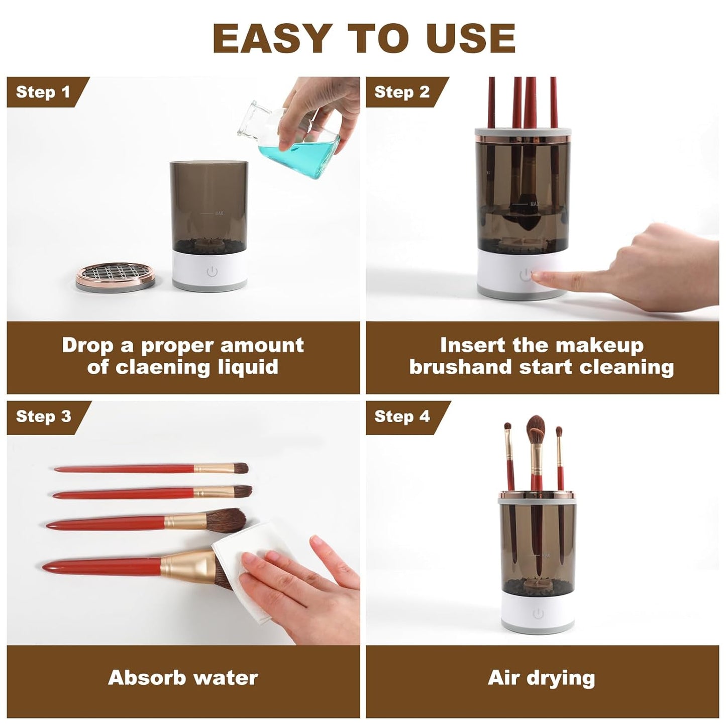 Electric Make Up Brush Cleaner Machine & Sponge Cleaner - Automatic Makeup Cleaner for Brushes and Sponges