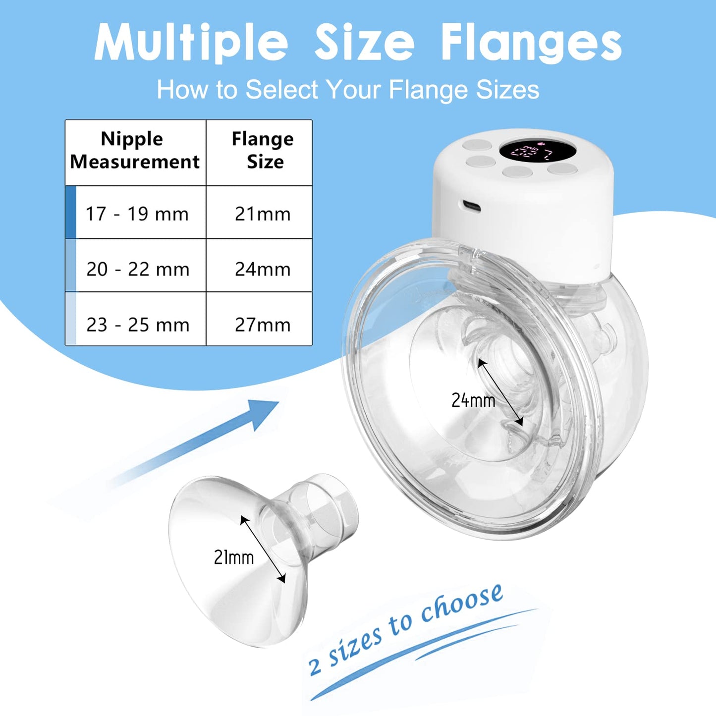 Wearable Breast Pump Hands Free Portable Electric Breastpump Pain Free Rechargeable Milk Pump, with LCD Screen Massage and Memory Mode