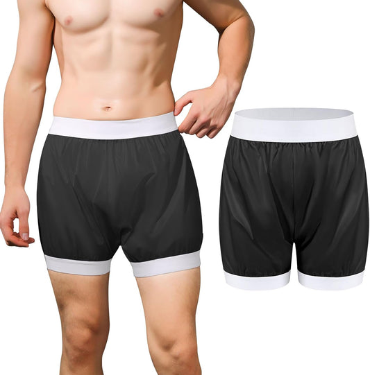 Carer Adult Diaper Cover Unisex Washable Incontinence Boxer Briefs Enclosed Elastic Leakproof Incontinence Underwear for Men Women Incontinence Supplies(Black，Small)