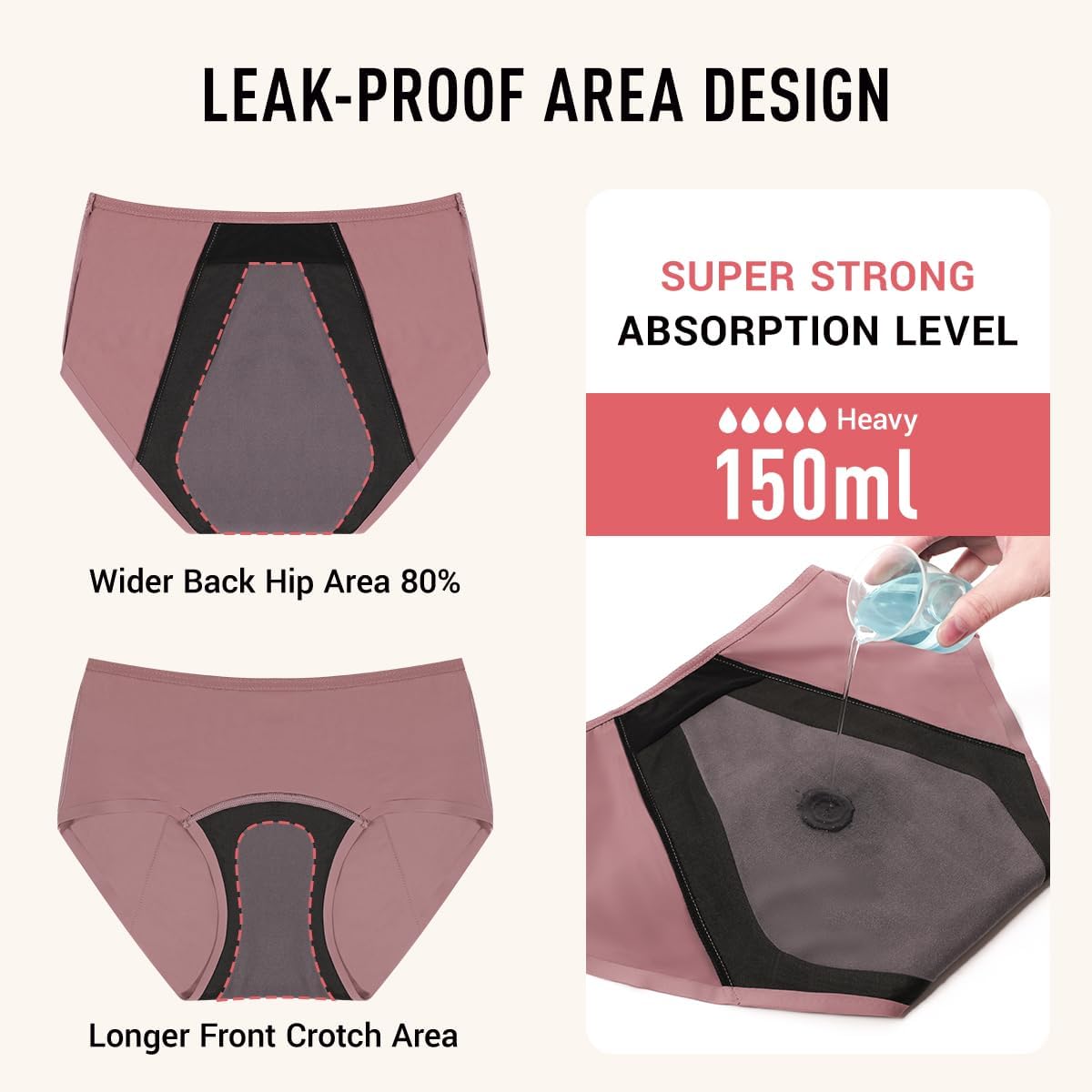 Carer Leak Proof Underwear for Women Washable Incontinence Underwear for Women 150ml Super Absorbent Bladder Leak Panties for Incontinence Postpartum Bladder Leakage Protective Panties 3 PCS, 2X-Large