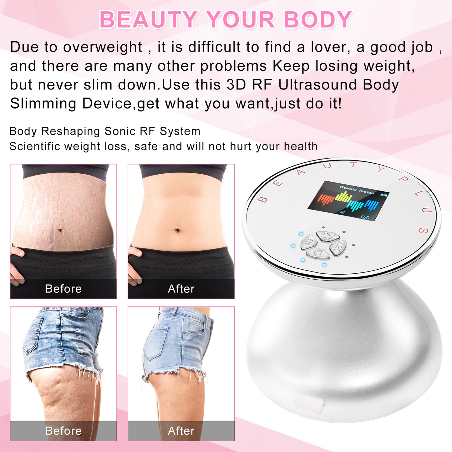 RF Body Shaping Machine Ultrasonic Cavitation Body Sculpting Fat Burning Massager