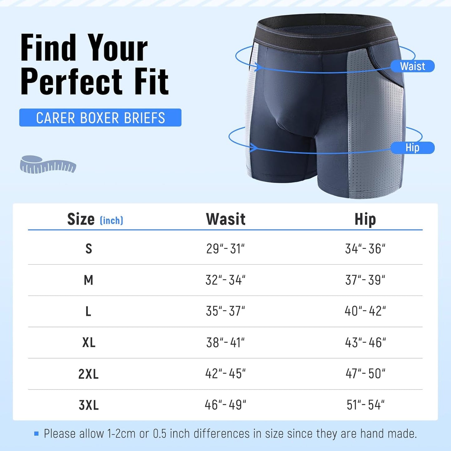 Carer Mens Incontinence Underwear for Bladder Leak Protection 80ML Incontinence Underwear for Men Washable Breathable Leak Proof Underwear for Men Urinary Incontinence Boxer Shorts (Black/Blue, XL)
