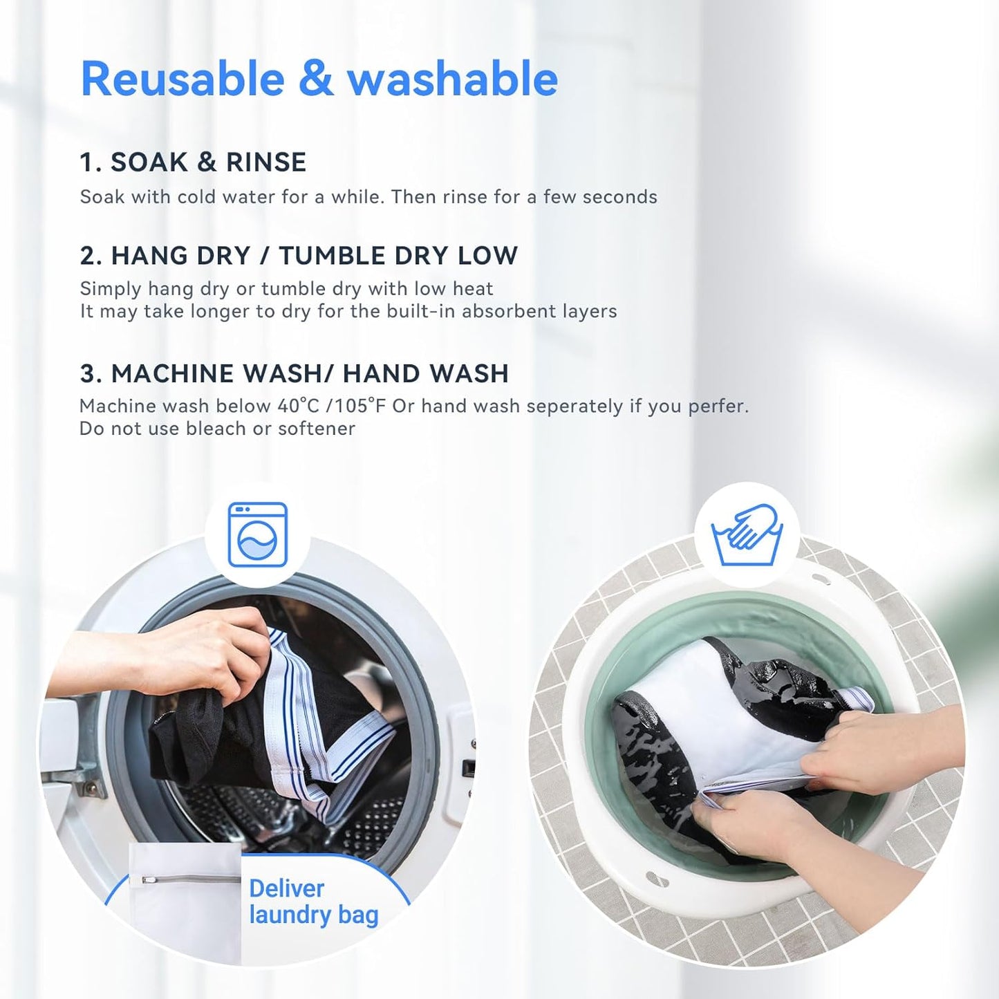 FORVEVO Mens Incontinence Underwear Washable 3 Pack Cotton Reusable Incontinence Boxers Briefs for Men Built in Cotton Pad for Bladder Leakage 150ML, 2X-Large