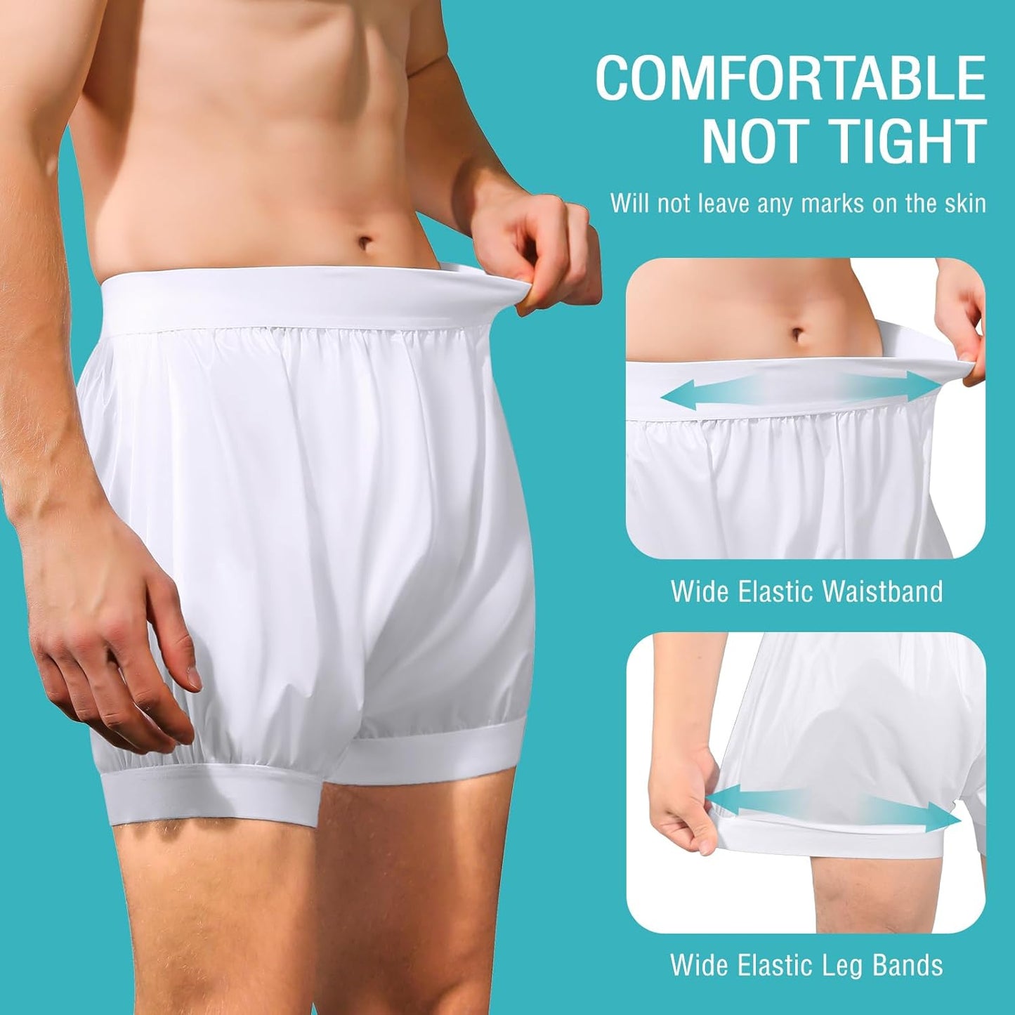 Carer Adult Diaper Covers 2PCS Washable, Leakproof Incontinence Underwear for Men Women Enclosed Elastic, Widened Waistband Design Protection for Long-Term Care & Daily Use（White,Gray,2X-Large）