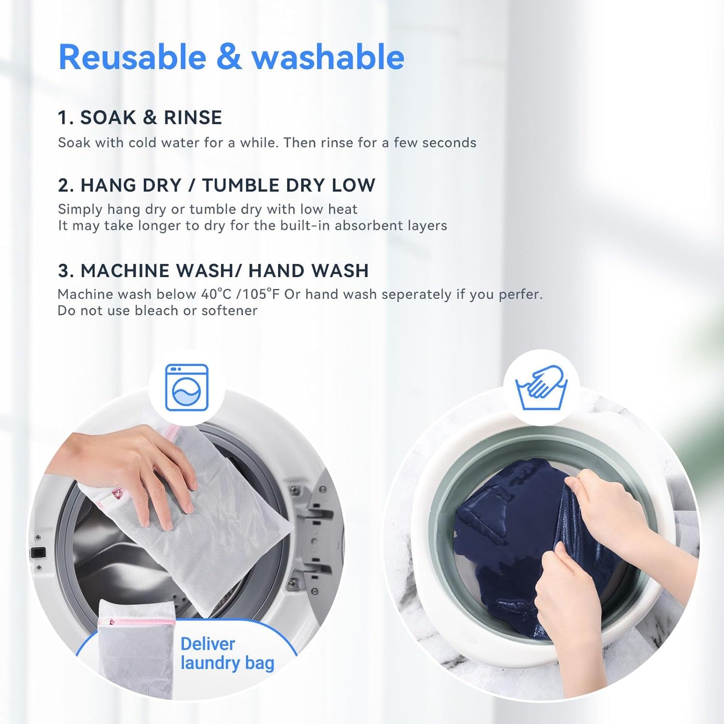 Carer Mens Incontinence Underwear Washable Incontinence Underwear for Men Reusable Modal Seamless Mens Urinary Incontinence Boxer Briefs Underwear with Front Absorbent Area, 2 PCS (Blue, Medium)